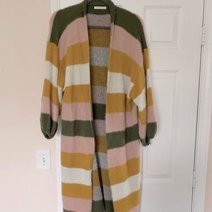 Anthropologie Long Striped Cardigan